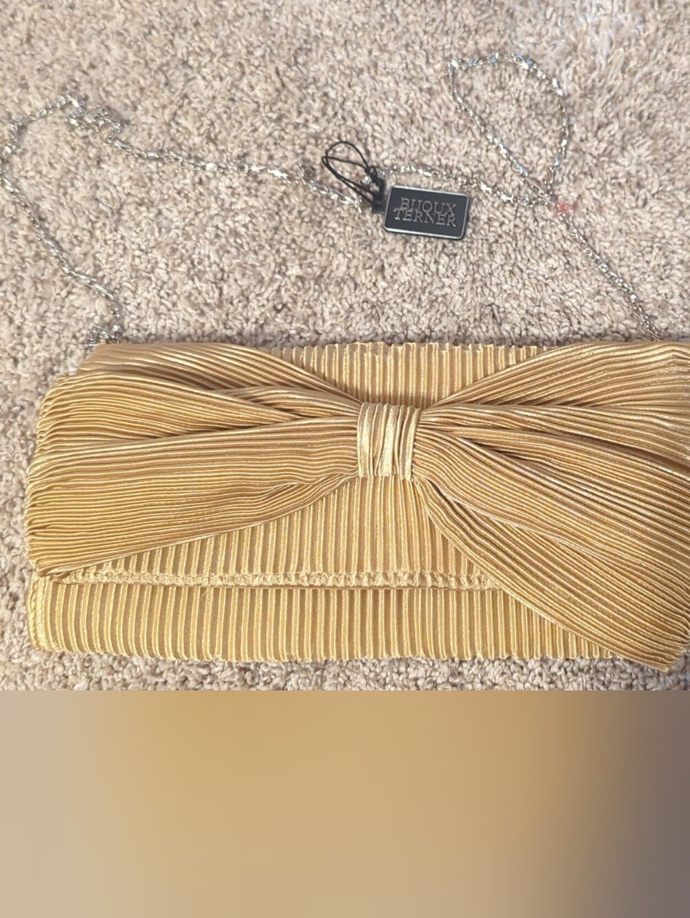 Bijoux Terner Evening Bow Clutch Bag in Gold